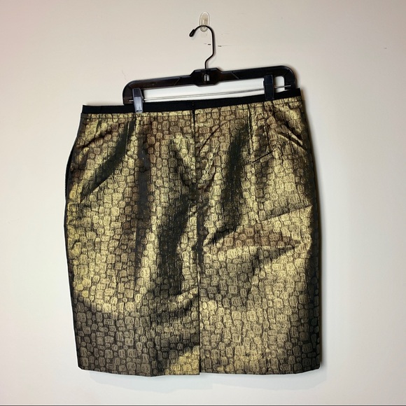NWT Loft Metallic Gold & Black Skirt Size 16 - Picture 3 of 5